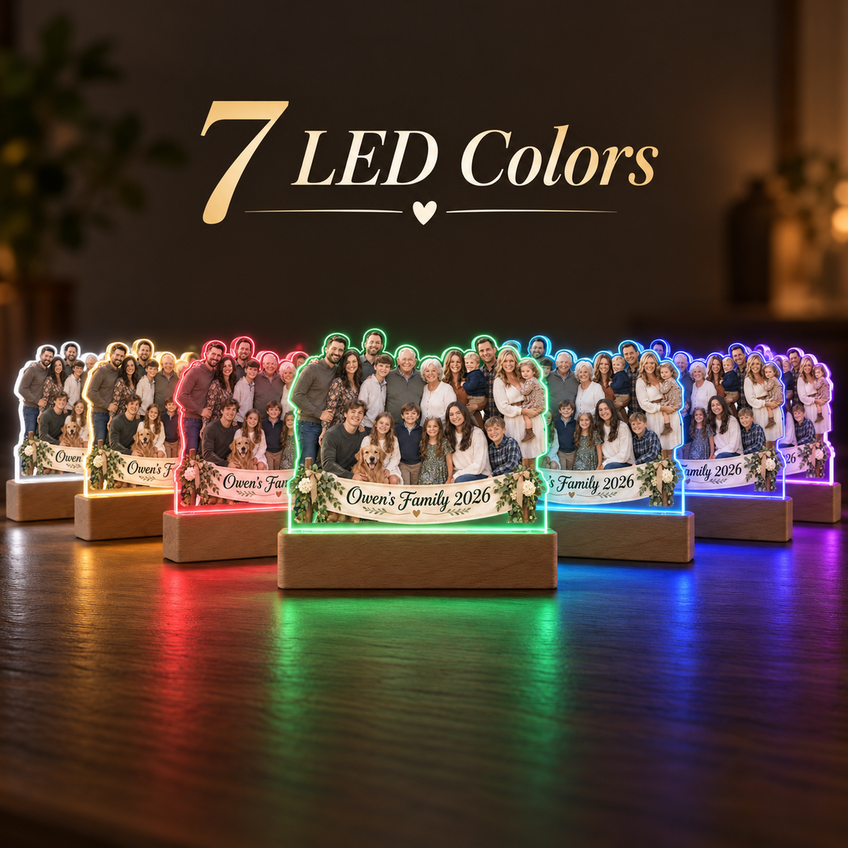 Custom Family Reunion Photo LED Acrylic Plaque – Personalized Family Gathering Keepsake
