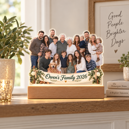 Custom Family Reunion Photo LED Acrylic Plaque – Personalized Family Gathering Keepsake