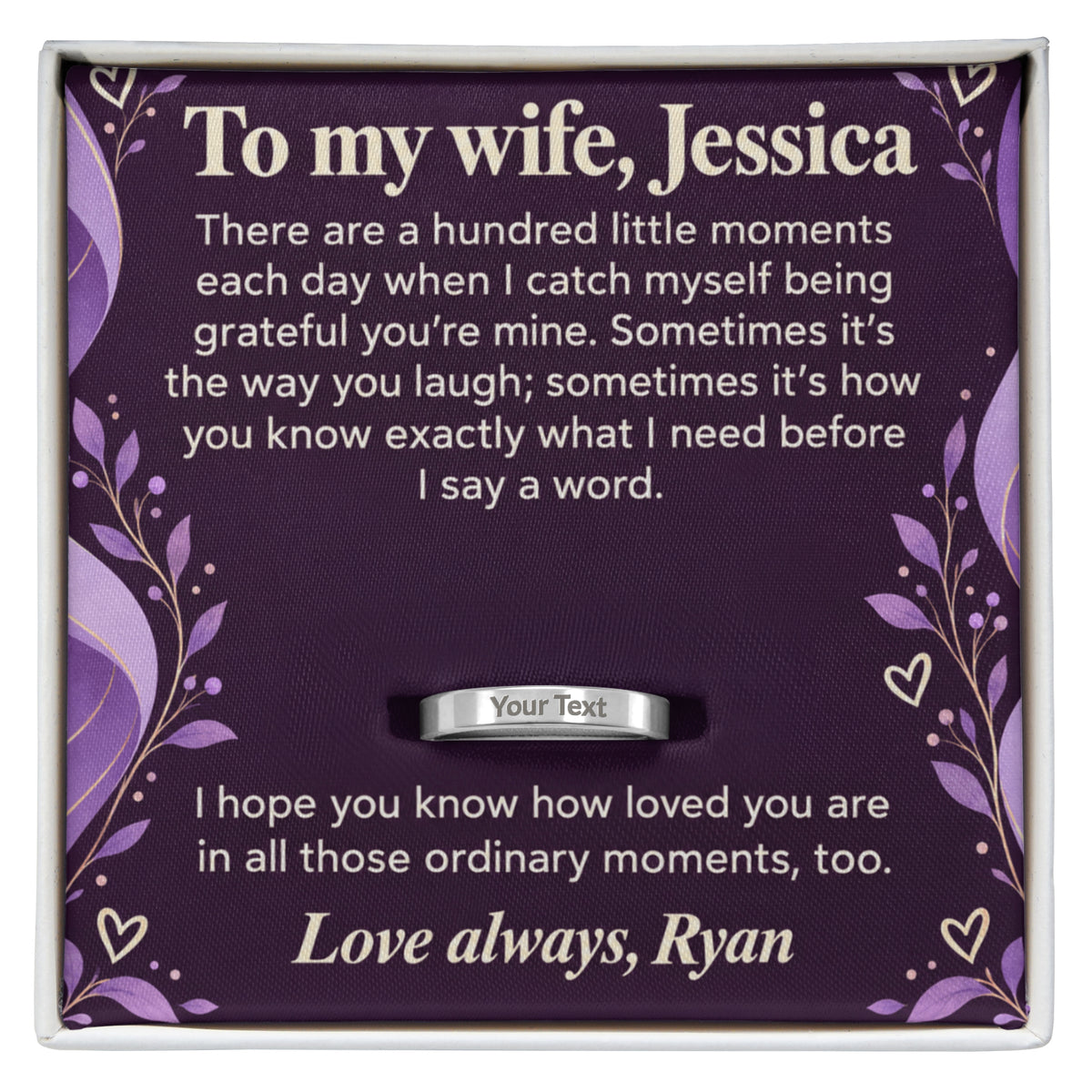 Personalized message card for All the Little Moments Ring for Wife