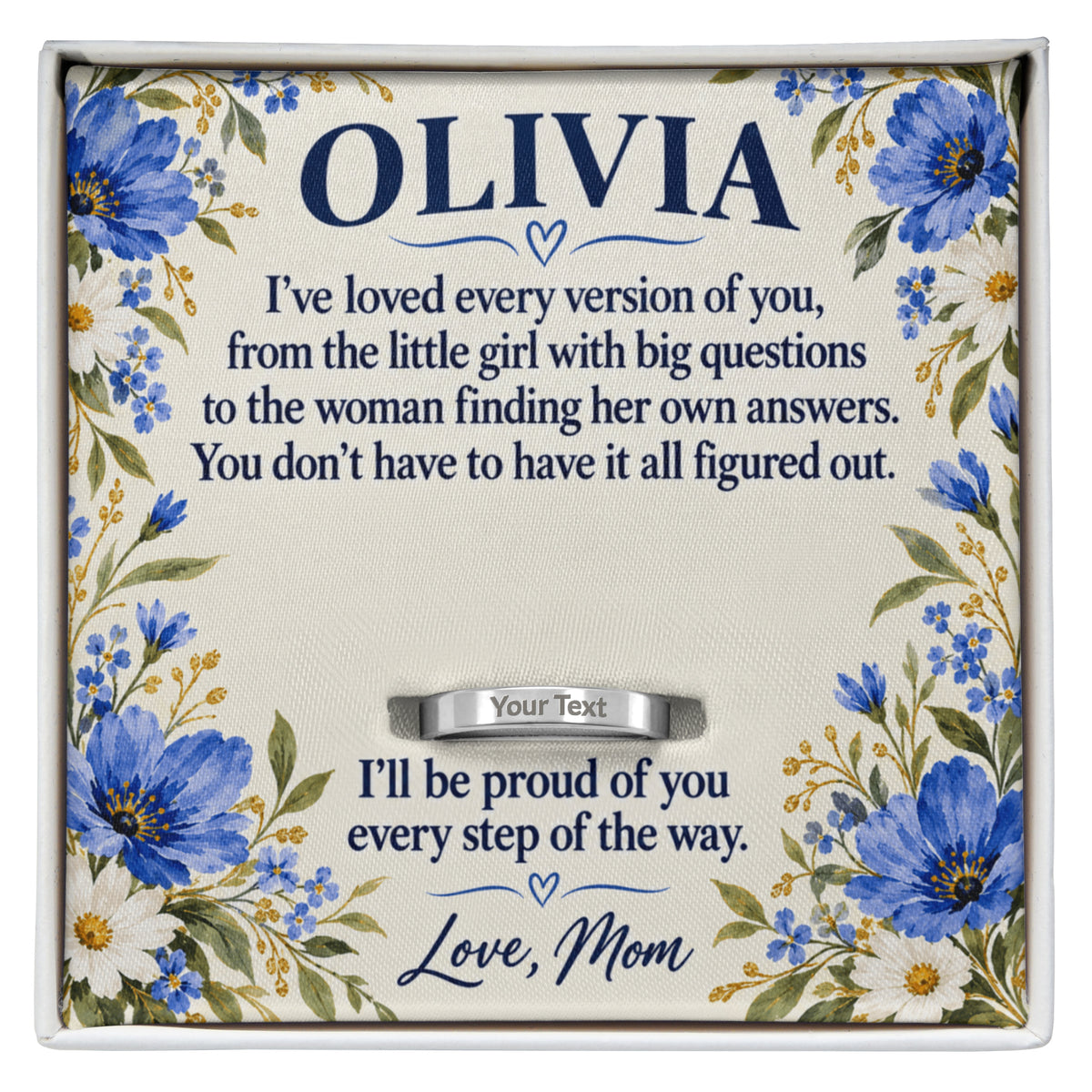 To My Daughter Engraved Ring – Personalized Gift From Mom