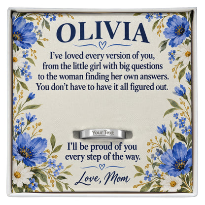 To My Daughter Engraved Ring – Personalized Gift From Mom