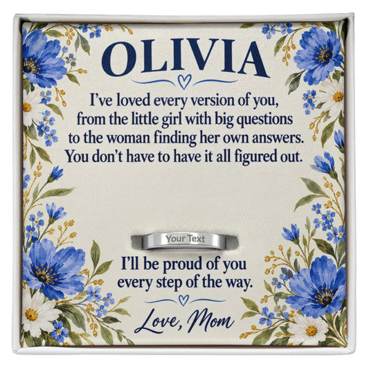 To My Daughter Engraved Ring – Personalized Gift From Mom