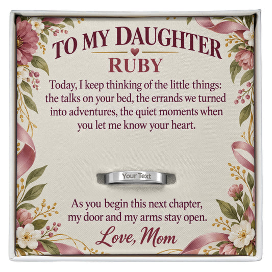 Personalized message card and engraved ring for Wherever This Next Chapter Takes You