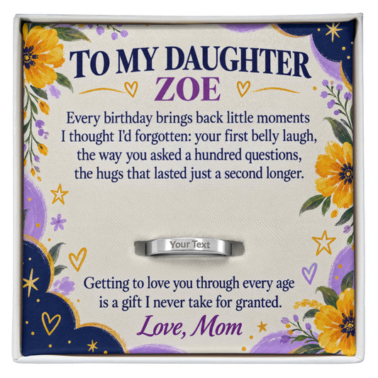 Personalized message card and engraved ring for Getting to Love You Through Every Age