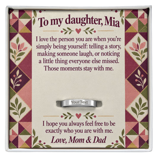 To My Daughter Engraved Ring – Personalized Gift From Mom & Dad