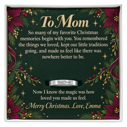 Personalized message card and engraved ring for To Mom Christmas Engraved Ring