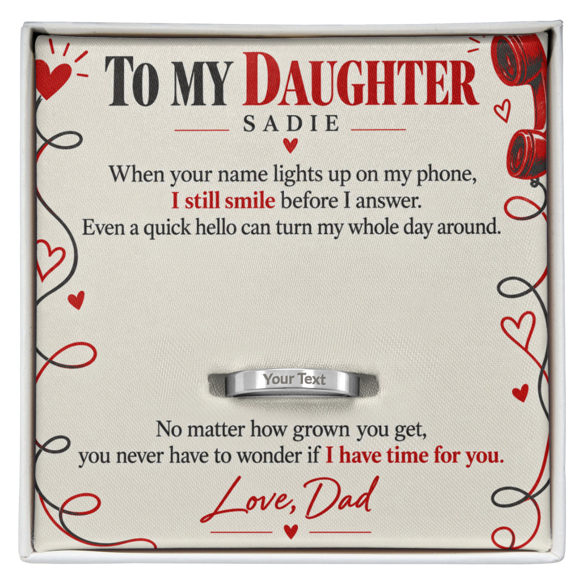 When Your Name Lights Up My Phone – Personalized Daughter Ring From Dad