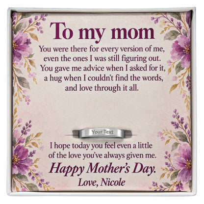 Personalized message card and engraved ring for To My Mom Mother's Day Engraved Ring