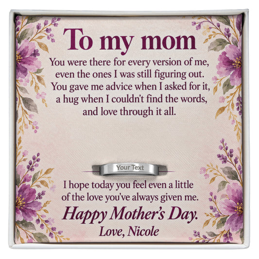 To My Mom Mother's Day Engraved Ring – Personalized Gift From Daughter or Son