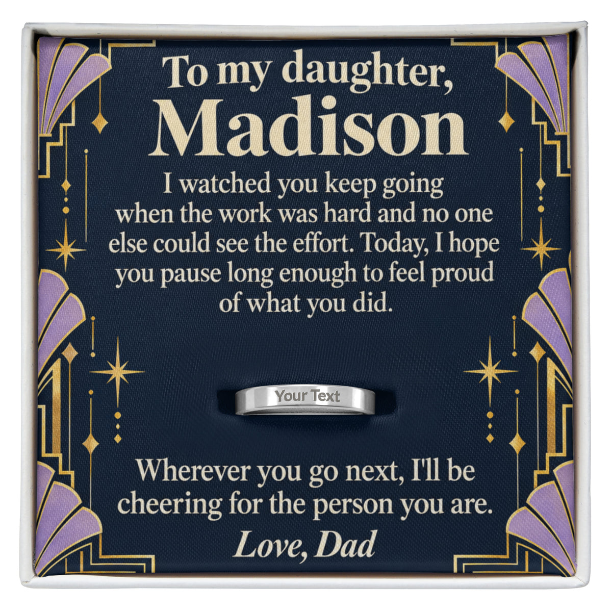 To My Daughter Engraved Ring – Personalized Gift From Dad