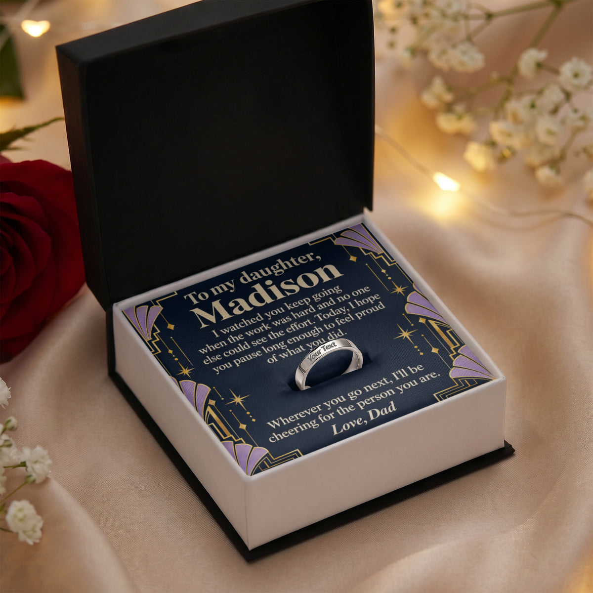 To My Daughter Engraved Ring – Personalized Gift From Dad