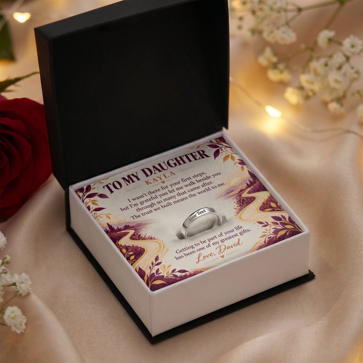 The Steps We Took Together – Personalized Daughter Ring From Stepdad