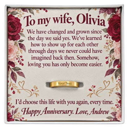 Personalized message card for I'd Choose This Life With You Anniversary Ring for Wife