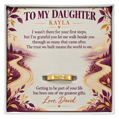 Personalized message card and engraved ring for The Steps We Took Together
