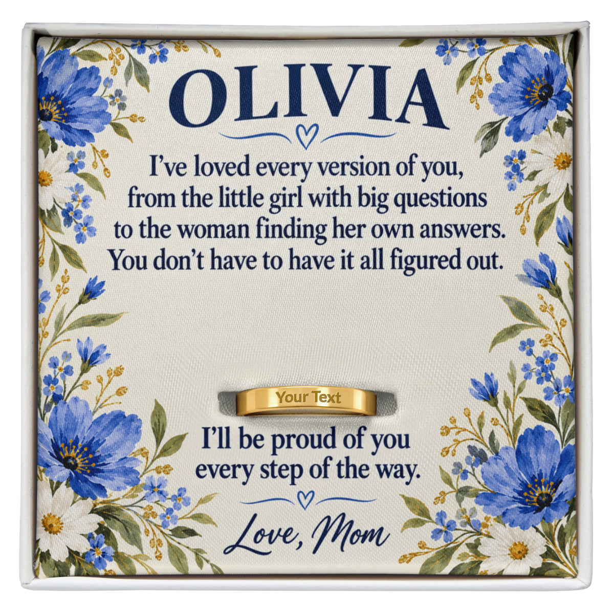 To My Daughter Engraved Ring – Personalized Gift From Mom