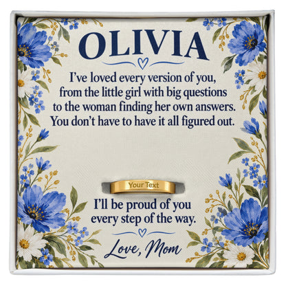 To My Daughter Engraved Ring – Personalized Gift From Mom