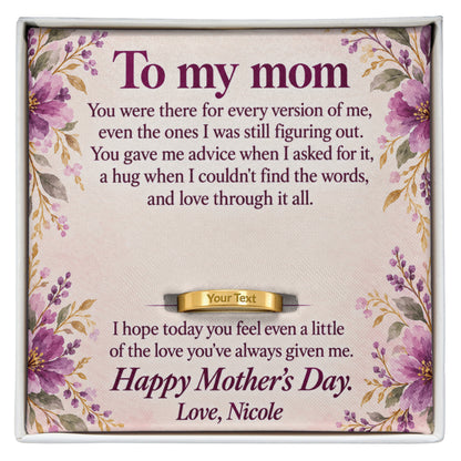 Personalized message card and engraved ring for To My Mom Mother's Day Engraved Ring