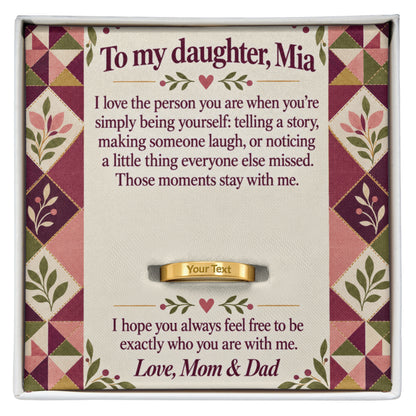 To My Daughter Engraved Ring – Personalized Gift From Mom & Dad