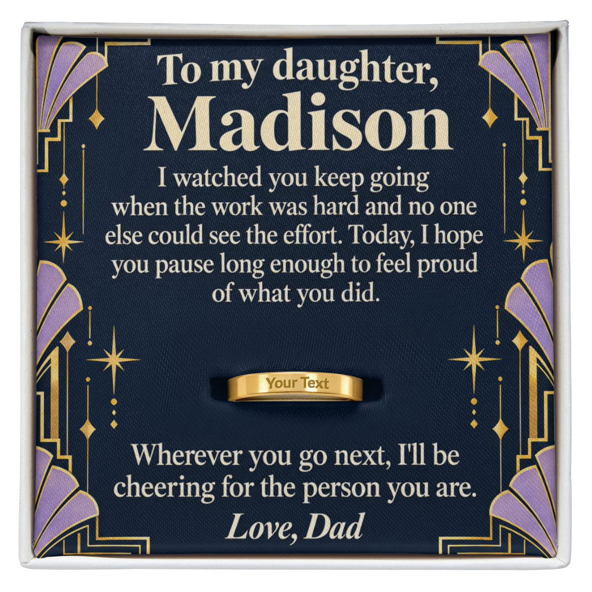 To My Daughter Engraved Ring – Personalized Gift From Dad