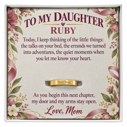 Personalized message card and engraved ring for Wherever This Next Chapter Takes You