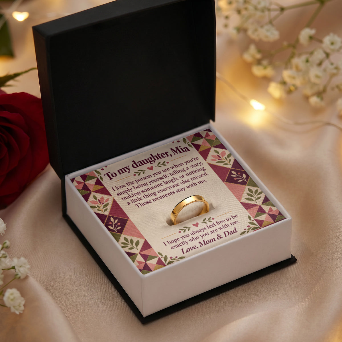 To My Daughter Engraved Ring – Personalized Gift From Mom & Dad
