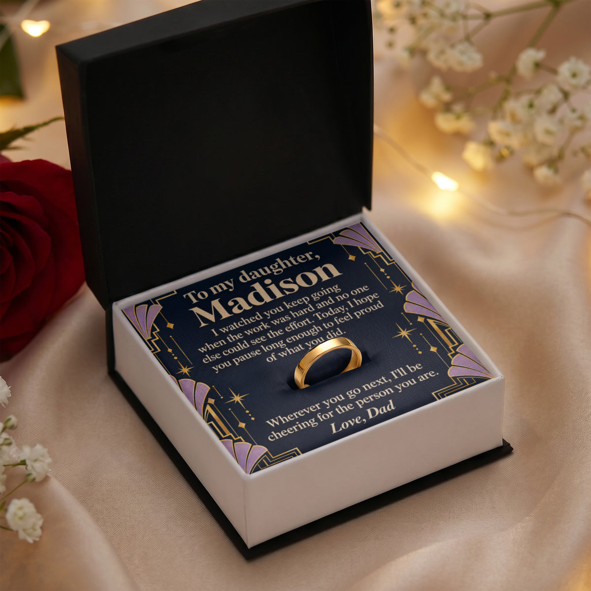 To My Daughter Engraved Ring – Personalized Gift From Dad