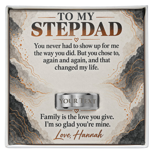 To My Stepdad Engraved Men's Ring – Personalized Gift From Stepdaughter or Stepson
