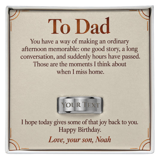 To Dad Birthday Engraved Men's Ring – Personalized Gift From Son