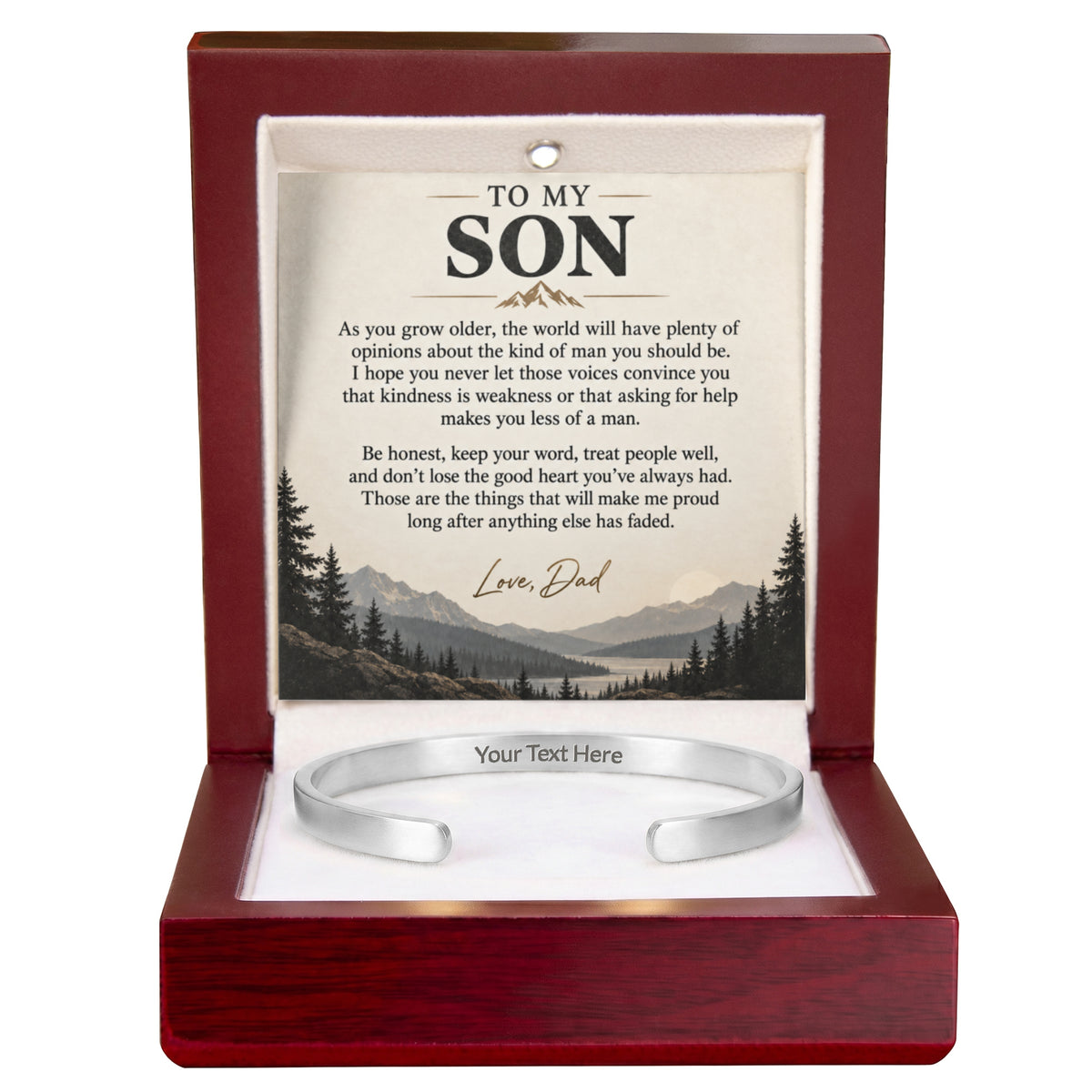 To My Son – Personalized Engraved Cuff Bracelet from Dad