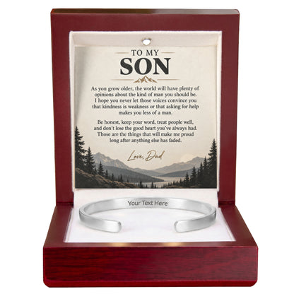 To My Son – Personalized Engraved Cuff Bracelet from Dad