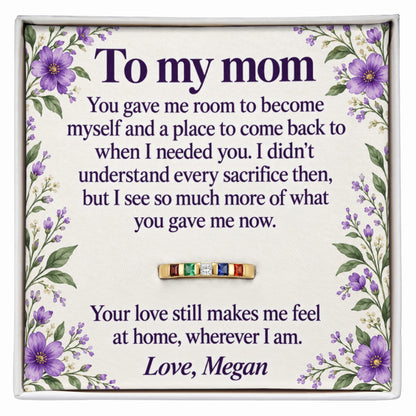 To My Mom Personalized Birthstone Ring – Floral Message Card Gift
