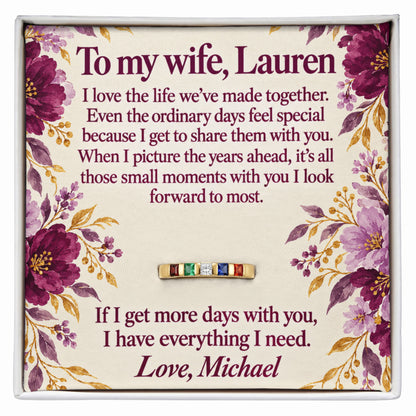 To My Wife Personalized Birthstone Ring – Custom Name Message Card