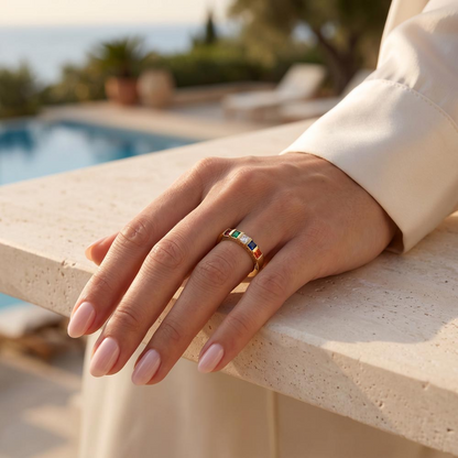 Birthday Birthstone Ring for Mom – Personalized Message Card Gift