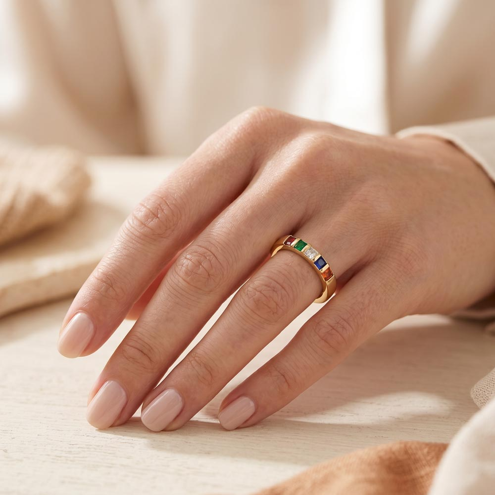 To My Mom Personalized Birthstone Ring – Floral Message Card Gift