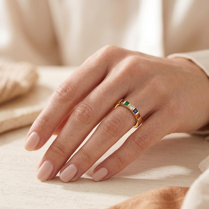 To My Mom Personalized Birthstone Ring – Floral Message Card Gift
