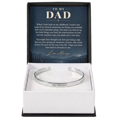 To My Dad – Personalized Engraved Cuff Bracelet with Heartfelt Message Card