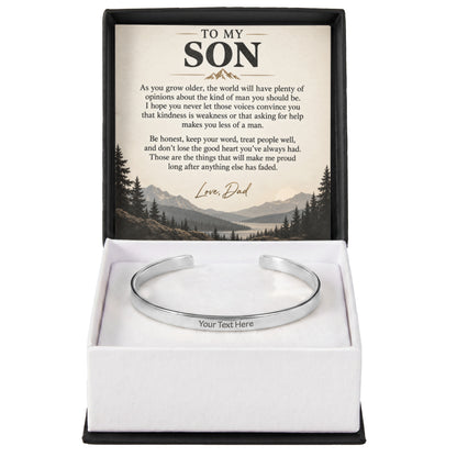 To My Son – Personalized Engraved Cuff Bracelet from Dad