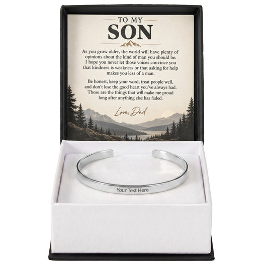To My Son – Personalized Engraved Cuff Bracelet from Dad