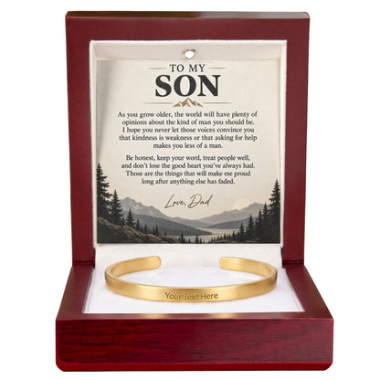 To My Son – Personalized Engraved Cuff Bracelet from Dad