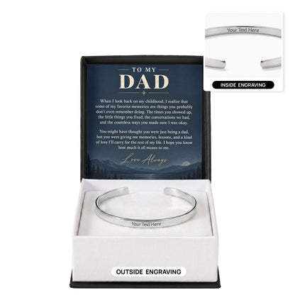 Personalized cuff bracelet with custom engraving and gift box