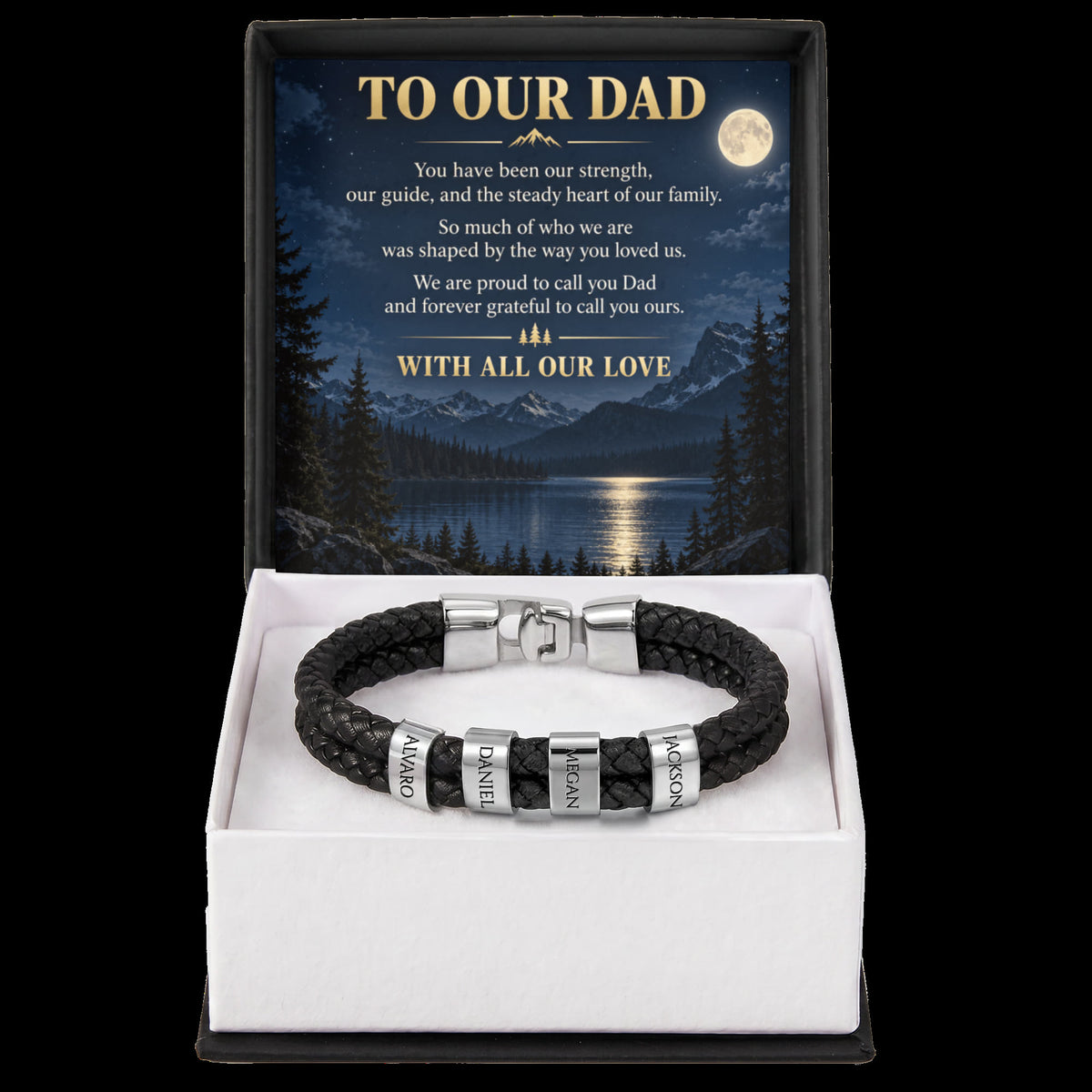 To Our Dad – Personalized Braided Family Bracelet