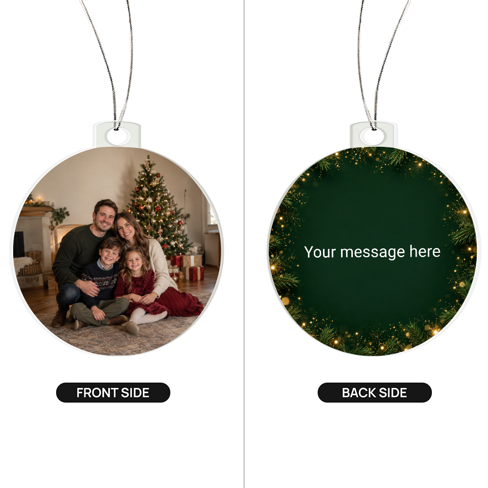 Personalized Photo & Message Christmas Ornament | Double-Sided Acrylic