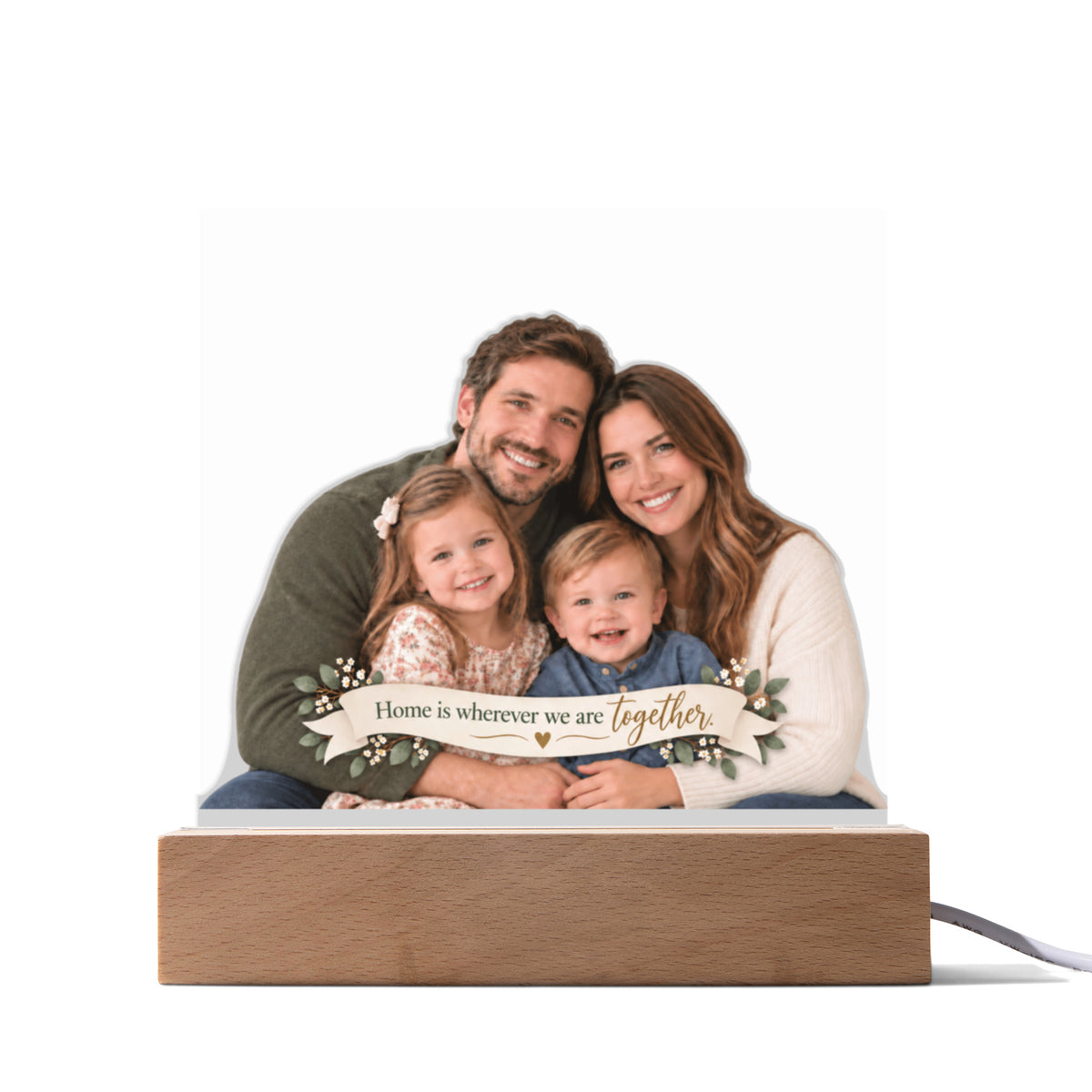 Custom Family Photo LED Acrylic Plaque – Personalized Cutout Family Keepsake