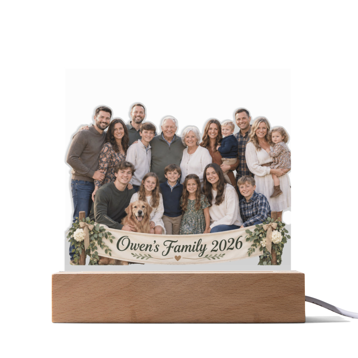 Custom Family Reunion Photo LED Acrylic Plaque – Personalized Family Gathering Keepsake