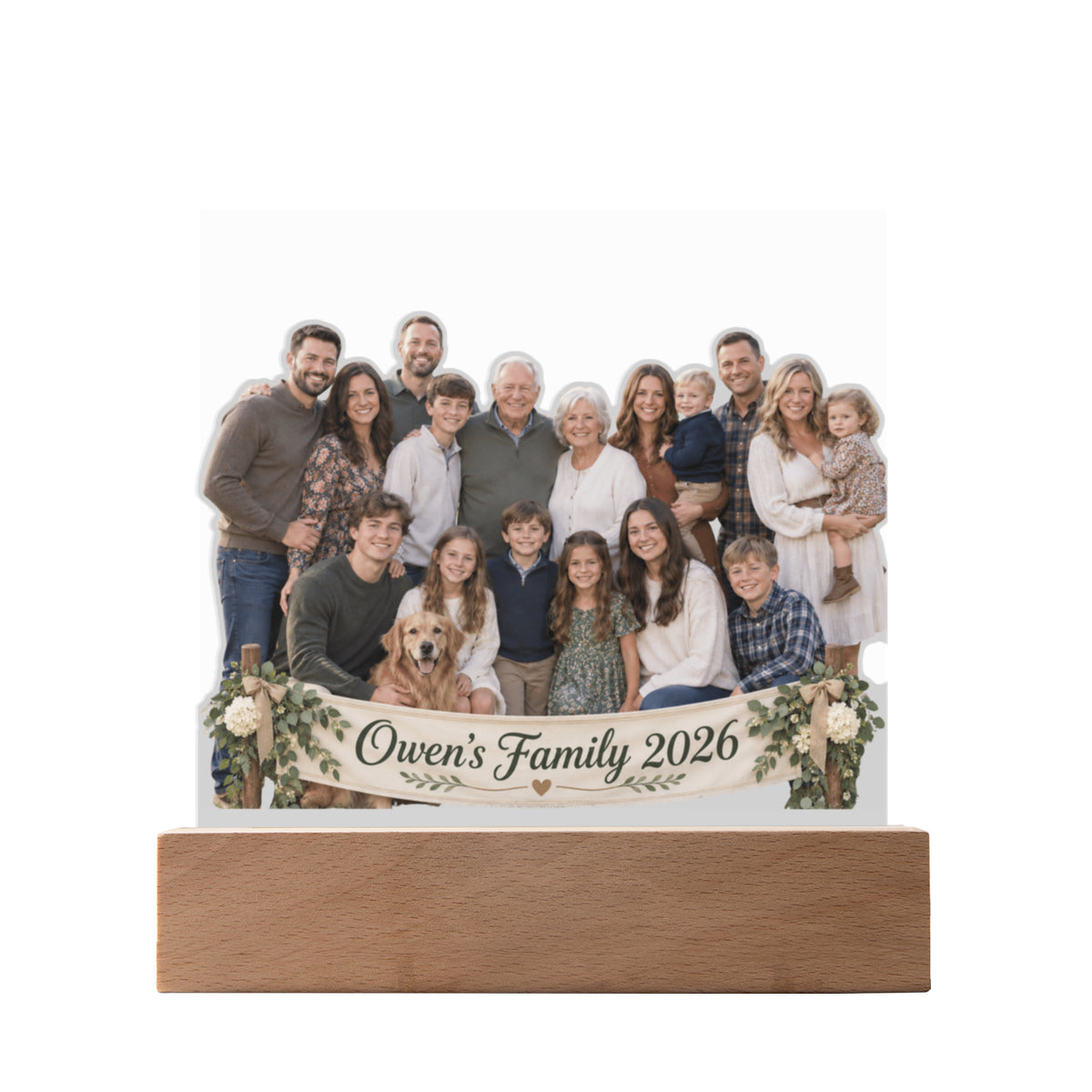 Custom Family Reunion Photo LED Acrylic Plaque – Personalized Family Gathering Keepsake