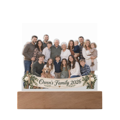 Custom Family Reunion Photo LED Acrylic Plaque – Personalized Family Gathering Keepsake