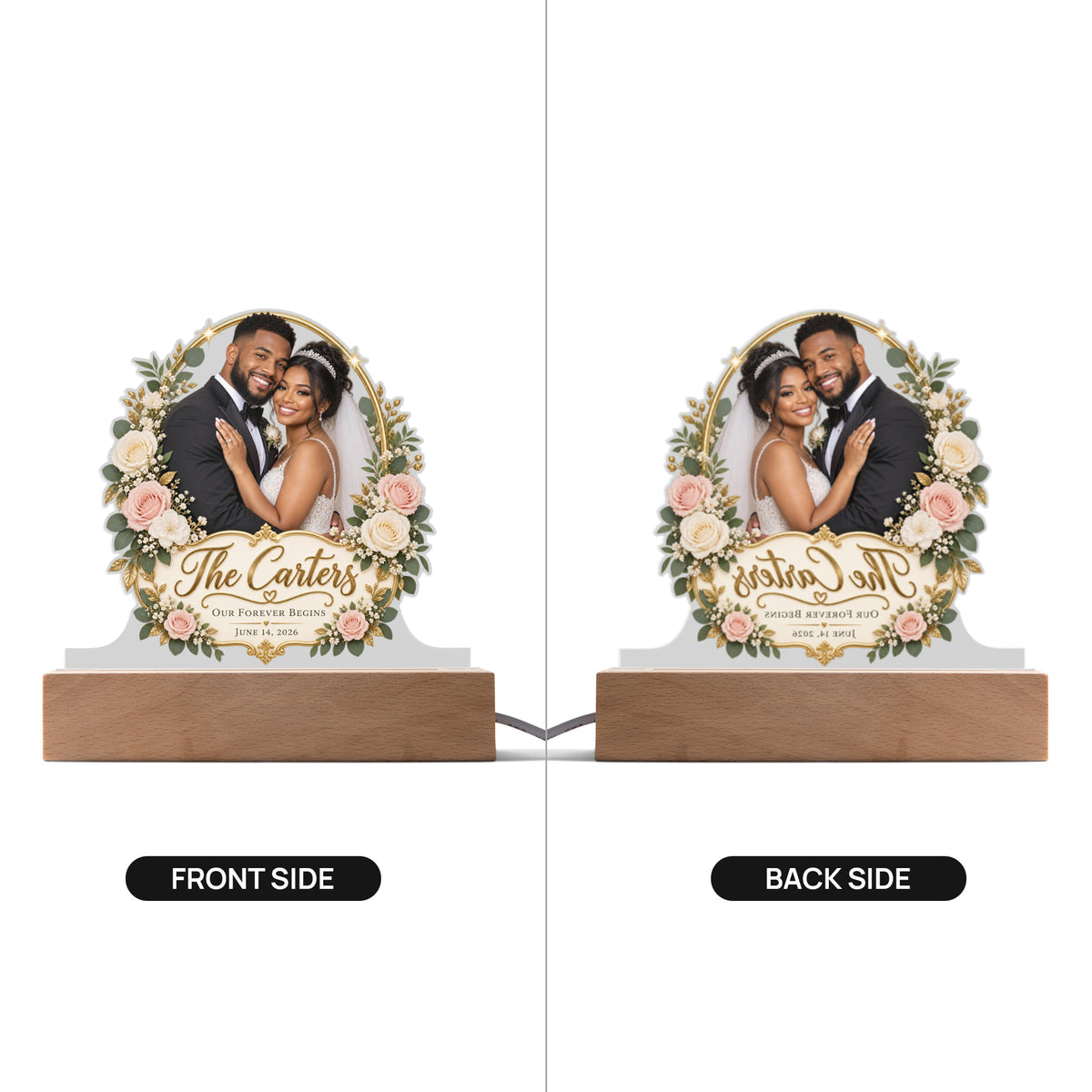 Personalized Wedding Photo LED Acrylic Plaque – Custom Couple Portrait Keepsake