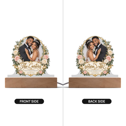 Personalized Wedding Photo LED Acrylic Plaque – Custom Couple Portrait Keepsake