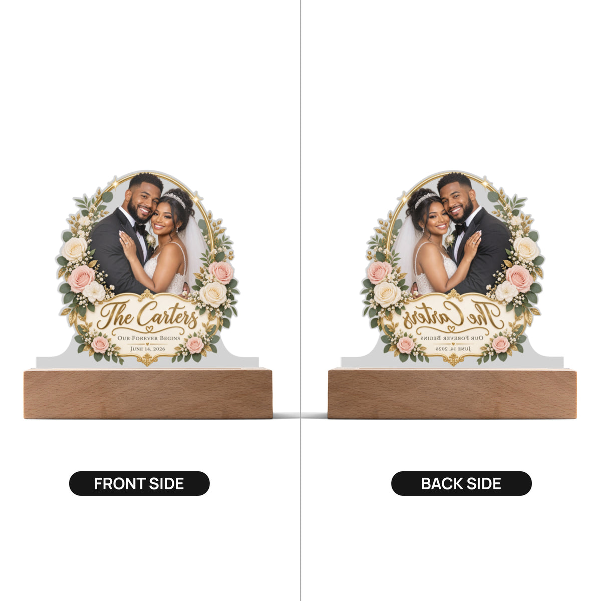 Personalized Wedding Photo LED Acrylic Plaque – Custom Couple Portrait Keepsake