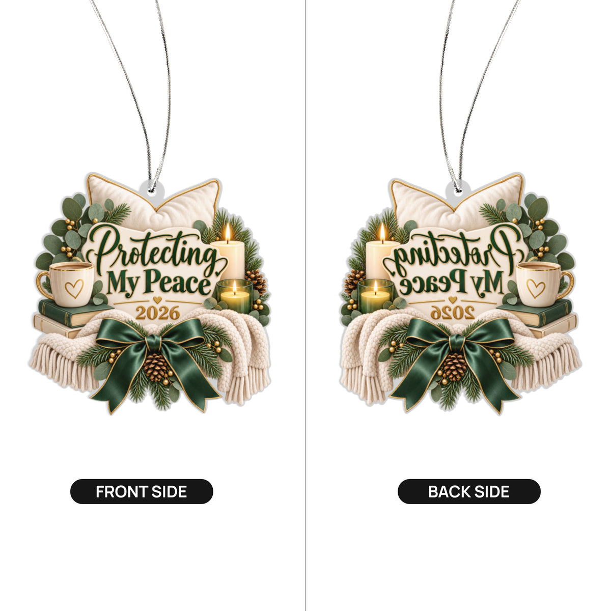 Protecting My Peace 2026 Christmas Ornament – Cozy Self-Care Keepsake Gift